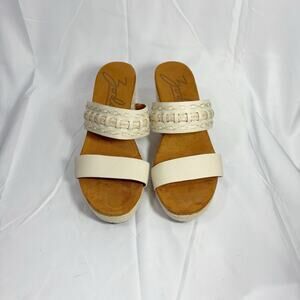 Zodiac Poppy Platform Espadrille Wedge tan/cream Sandals Women’s Size 9.5